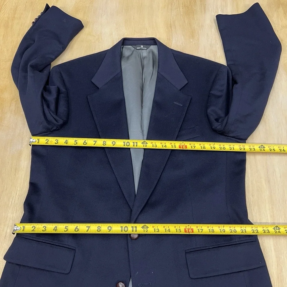 Vintage Chaps Ralph Lauren Cashmere Blazer Jacket Sport Coat Mens 44L Long Black